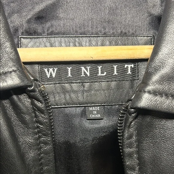 Winlit Women's Classic Black Leather Jacket - Picture 2 of 8
